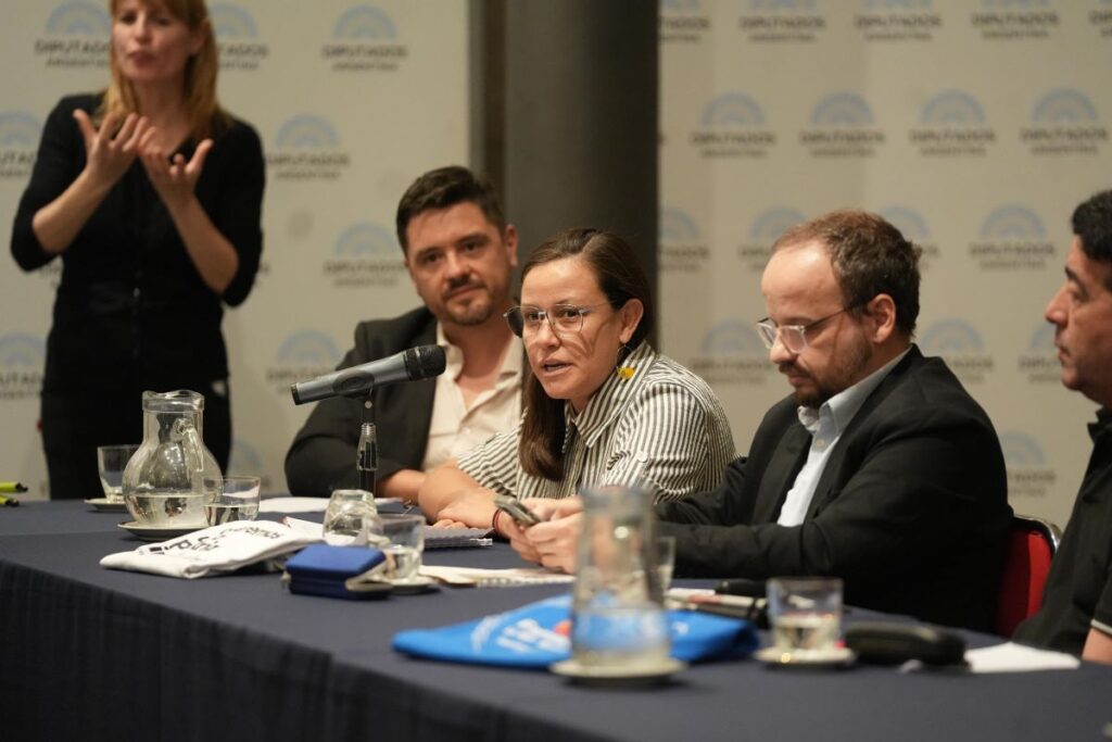 Se ve a integrantes de la Mesa. Presentación Proyecto de Ley Marco - Congreso Nacional - 3-12-24